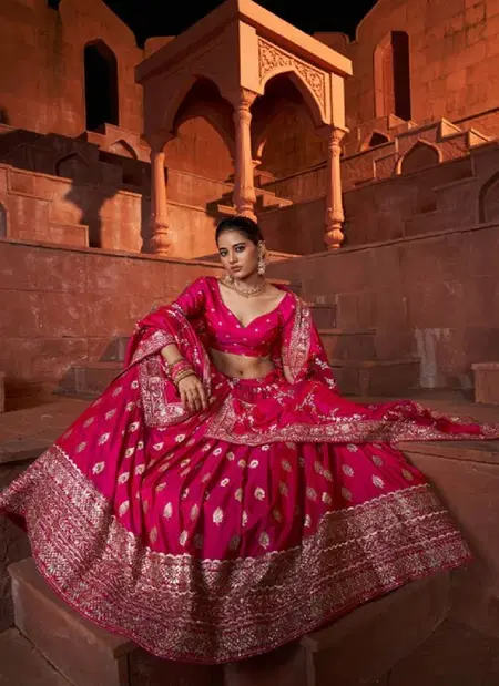 Pink Zari And Sequence Embroidery Work Lehenga With Blouse Dupatta Bulk Orders In India